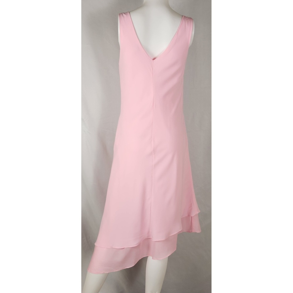 Bias Cut Pink Chiffon Handmade Dress Classic/Barbiecore/Wedding Midi Dress S* - Picture 2 of 10